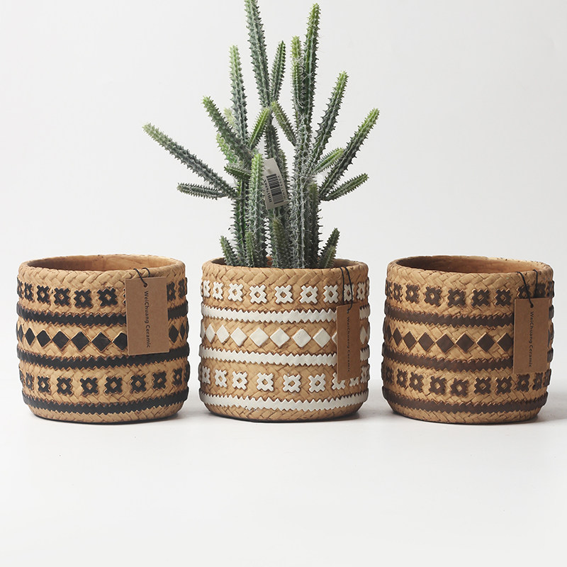 北欧风格|水泥花盆复古方格风格抽象创意盆栽小盆栽绿植有孔花盆,淘宝优惠券,粉丝福利购,淘宝优惠卷