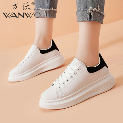 万沃小白鞋女百搭春秋季鞋子女2021爆款板鞋新款厚底运动鞋ins潮