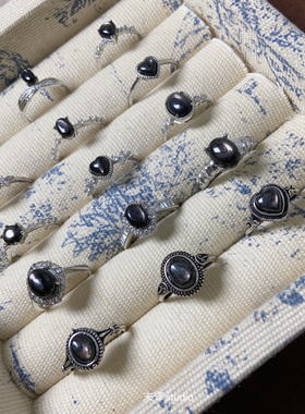 末泽［金运石合集］小众冷淡风黑色系天然水晶戒指饰品活口可调节