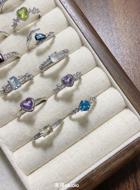 末泽 彩宝天然水晶ins复古辣妹戒指ins小众饰品活口12.22