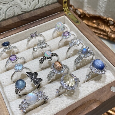 末泽 天然水晶戒指彩宝伦敦蓝石榴石紫水晶精致小众饰品礼物7.188