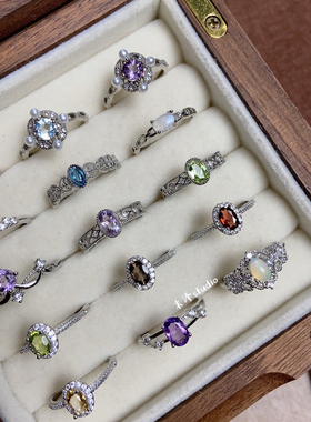 末泽 复古百搭精致彩宝水晶ins小众高级感戒指饰品指环礼物4.12