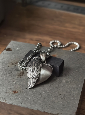 铸梦925银原创心形翅膀吊坠