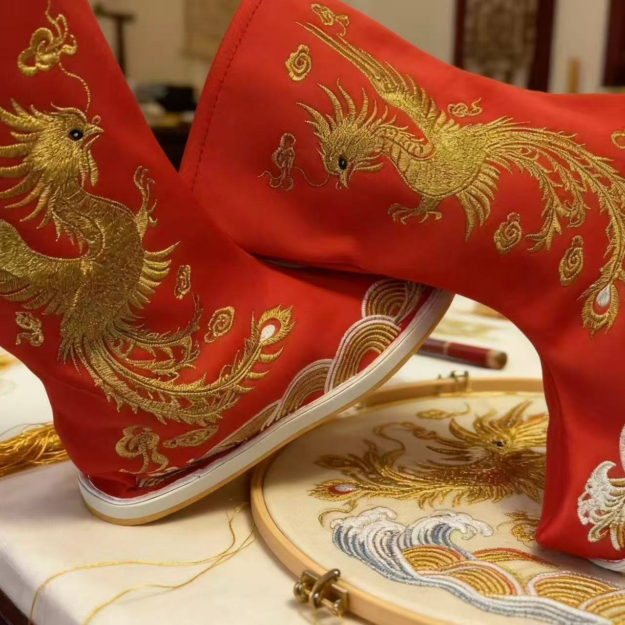 古装汉服婚鞋伴郎伴娘靴子中国风龙凤吉祥靴cos官兵摄影古装靴子,淘宝优惠券,粉丝福利购,淘宝优惠卷