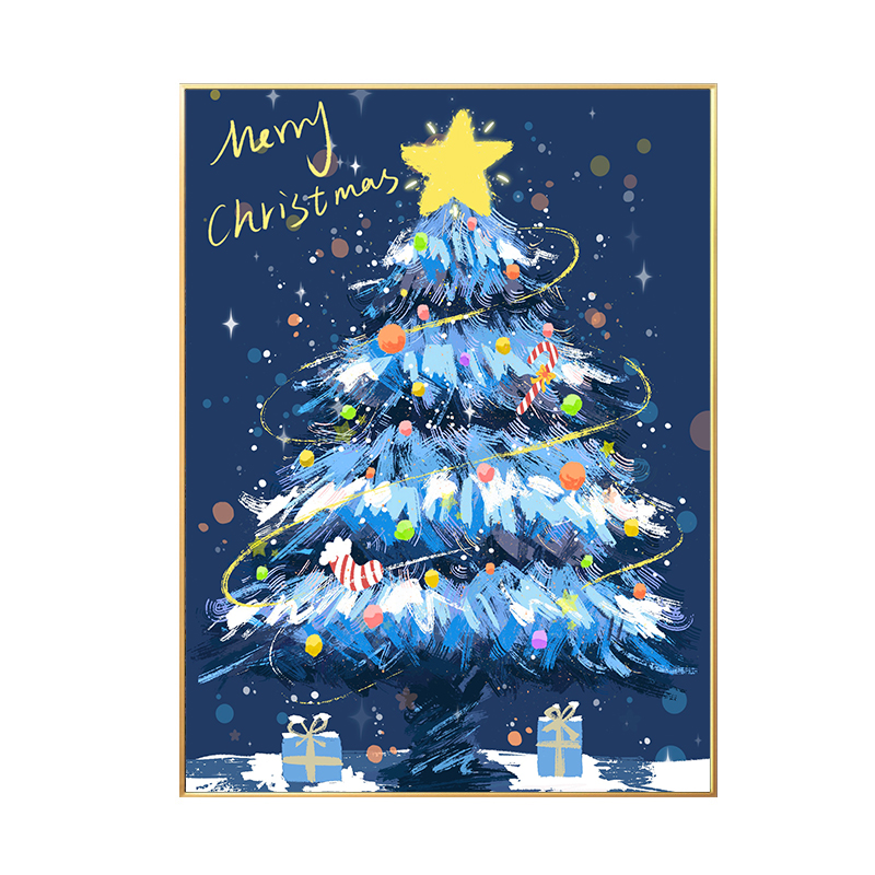 圣诞树|数字油画diy手工填色填充画画涂色礼物高级感油彩装饰画-图0