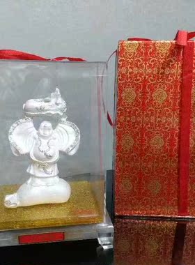 喜得百财弥勒佛白菜纯银摆件