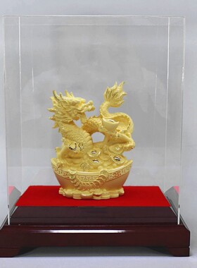 生肖龙摆件绒沙金工艺品客厅工艺品龙年祥龙金龙生肖摆设青龙玄关