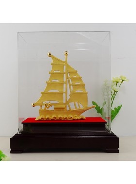 一帆风顺帆船摆件绒沙金家居客厅装饰品办公室工艺品吉祥号