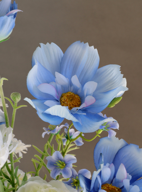 仿真花 白蓝色系手捧花假花绢花拍照道具家居装饰摆设餐桌摆设