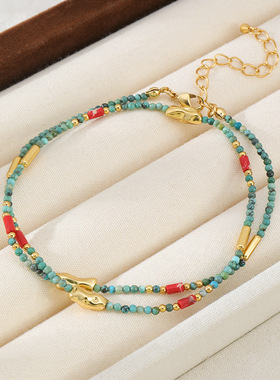 英国Cherry Kitty【希望】波西米亚风绿色松石手工串珠项链时尚