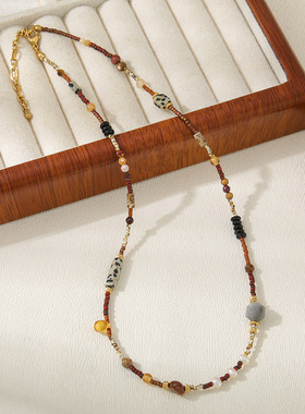 英国cherry kitty石手工编织项链女原创高级感捷克珠珍珠秋冬长