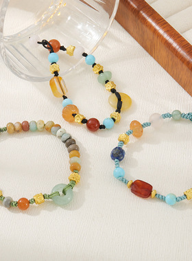 英国cherry kitty石黄水晶红玛瑙手链夏季女高级感串珠手绳民族