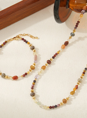 英国cherry kitty氛围感秋冬新款蛋黄石混彩项链手链轻奢小众