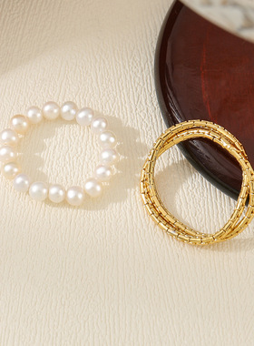 英国Cherry Kitty法式复古不掉色黄铜镀18K金时尚戒指个性