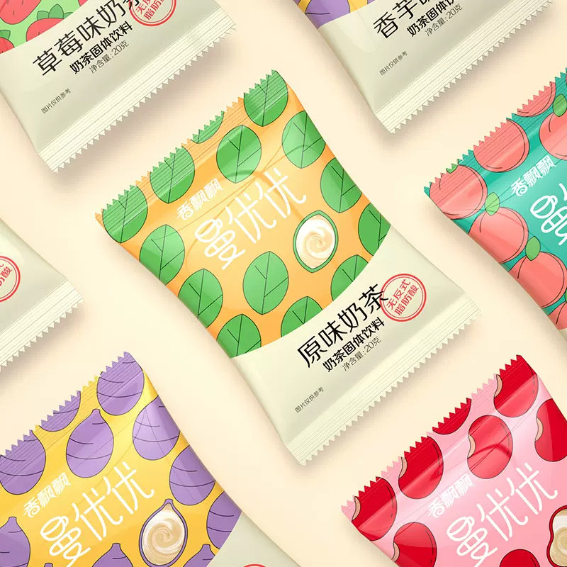 香飘飘曼优优奶茶20g/袋速溶冲泡奶茶原味红豆香芋白桃混合味奶茶,淘宝优惠券,粉丝福利购,淘宝优惠卷