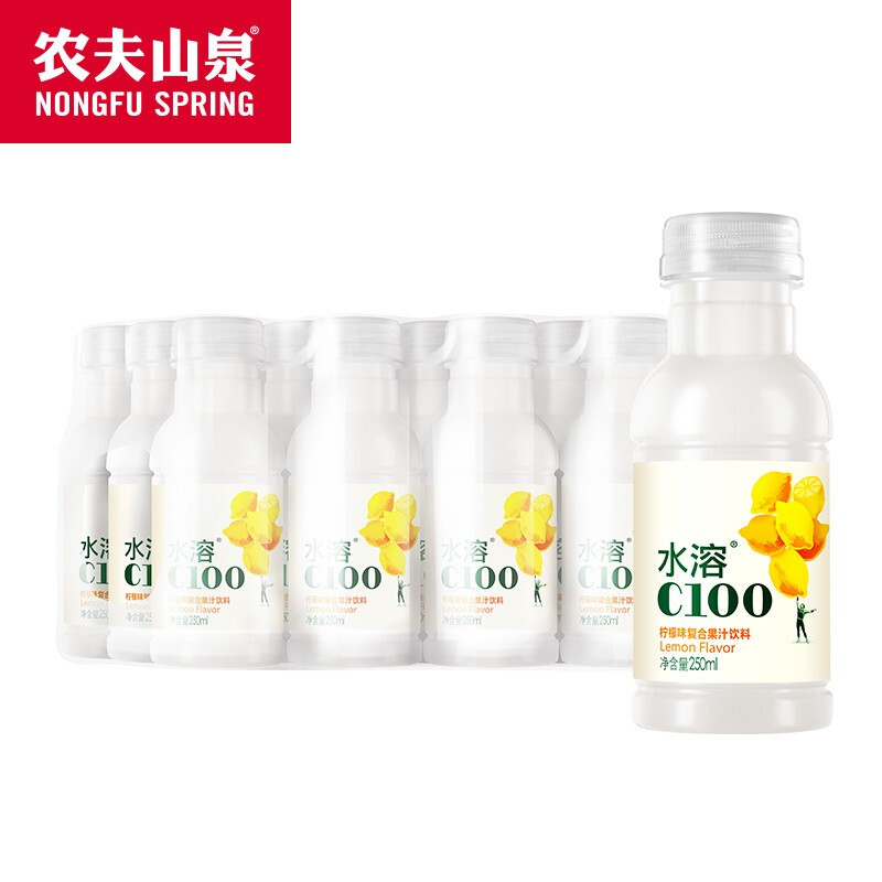 农夫山泉水溶c100复合果汁饮料445ml*15瓶整箱批特价柠檬味250ml - 图2