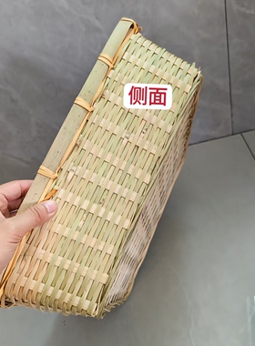 竹编方形竹筐菜篮子收纳竹制品拜神托盘家用水果蔬菜编织正方竹篮
