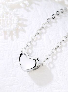 礼物红心s925锁骨可爱纯银吊坠