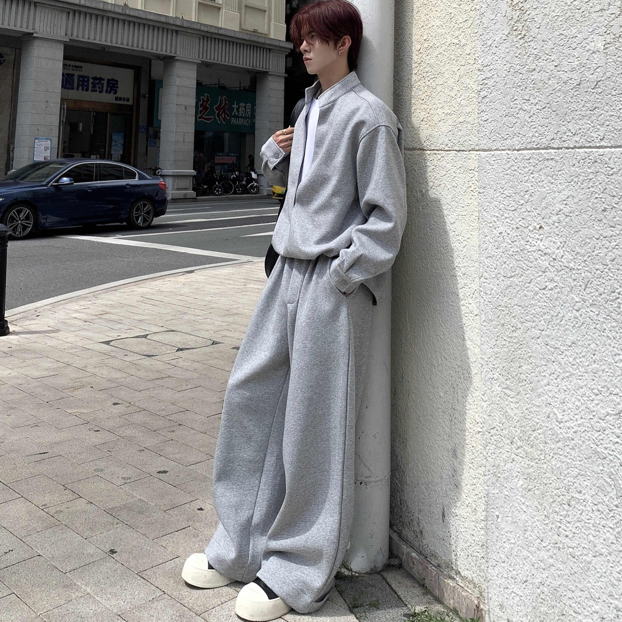 Med老叔 自制休闲挺阔百搭假两件开衫卫衣男秋季套装宽松时尚外套,淘宝优惠券,粉丝福利购,淘宝优惠卷