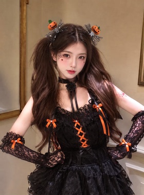 摩芽万圣节南瓜蝙蝠边夹发夹女