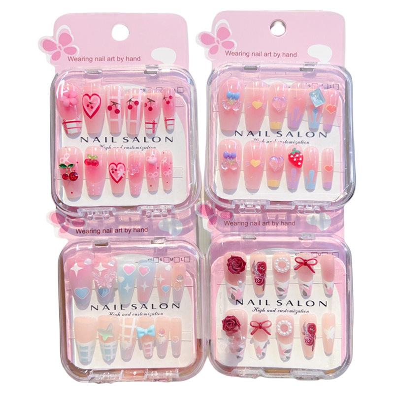 卡通儿童穿戴甲甜美可爱女童指甲贴自粘防水2026新款小女孩礼物玩具立体贴纸小学生长款显白美甲贴片软甲片,淘宝优惠券,粉丝福利购,淘宝优惠卷