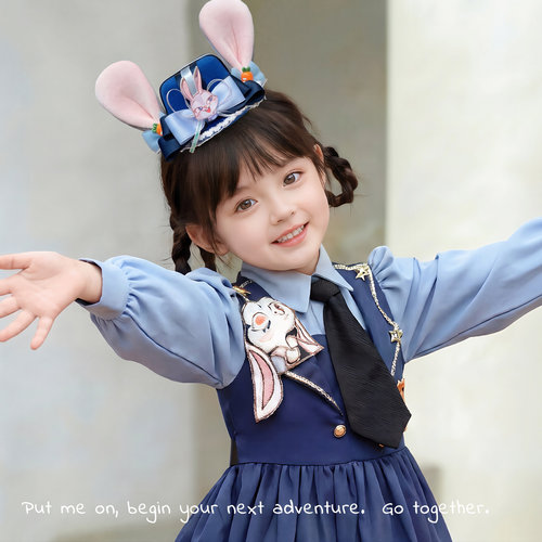 疯狂动物城朱迪警官头饰儿童兔耳朵帽子发夹可爱甜美拍照配饰道具 - 图3