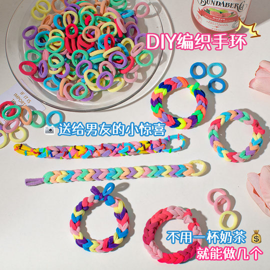 DIY cuerda para el cabello pulsera tejida a mano banda de goma para niños anillo para el cabello cuerda para el cabello para niña pulsera de regalo creativa decoración de la mano del mejor amigo