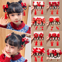 Bow Tie Wig Hair Clip Childrens New Year Head Adorned With Female Baby Gufeng Hanfu Chinese New Year Haircut Girls New Year hair