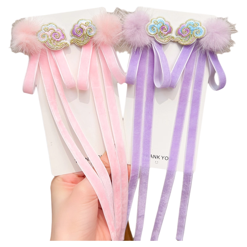 儿童古风飘带发夹女童甜美流苏刺绣祥云发卡女孩宝宝汉服头饰对夹,淘宝优惠券,粉丝福利购,淘宝优惠卷