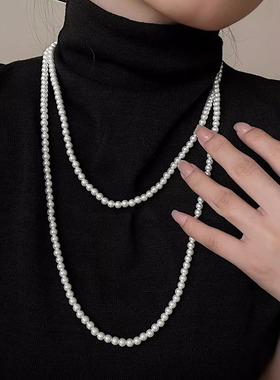 2025年简约抽拉长款钛钢毛衣链小众卫衣链项链衣服配饰潮