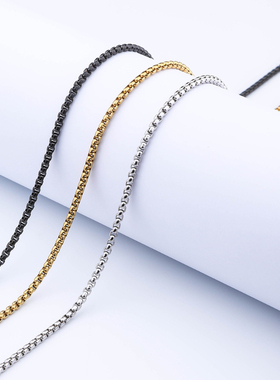 不锈钢方链无吊坠男女潮嘻哈钛钢饰品配饰链子