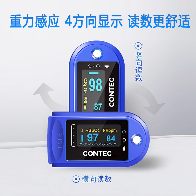 康泰血氧仪指夹式contec医用血氧饱和度脉搏家用心率监心跳监护仪