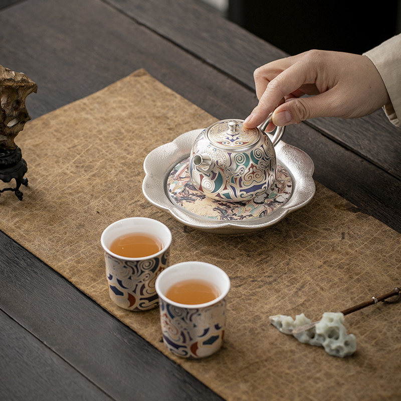 敦煌鎏银文创茶具套装送长辈礼物送老师公司商务礼品老外伴手礼