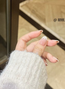 纯手工穿戴甲甜美法式波点裸色立体小樱桃温柔甜妹可拆卸美甲贴片