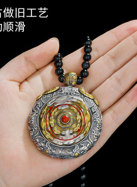 银饰项链密宗黄财神佛像嘎乌盒