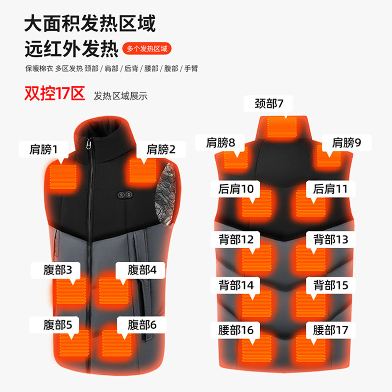 冬季智能发热马甲男女户外充电加热衣服老中青年保暖背心坎肩马夹,淘宝优惠券,粉丝福利购,淘宝优惠卷