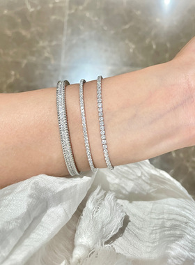 设计师小众925纯银半钻手镯女