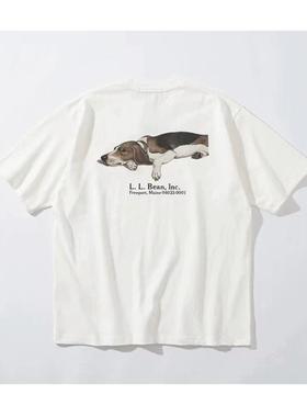 BEAMS 23SS联名LLBEAN潮牌美式复古动物印花短袖户外宽松T恤情侣