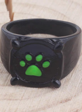 ladybug瓢虫少女戒指黑猫诺尔绿色狗爪猫爪男女潮脚掌儿童情侣戒