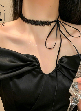 蕾丝choker蝴蝶结新款绑带颈链