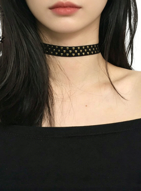 甜酷爱心黑色choker项圈颈链