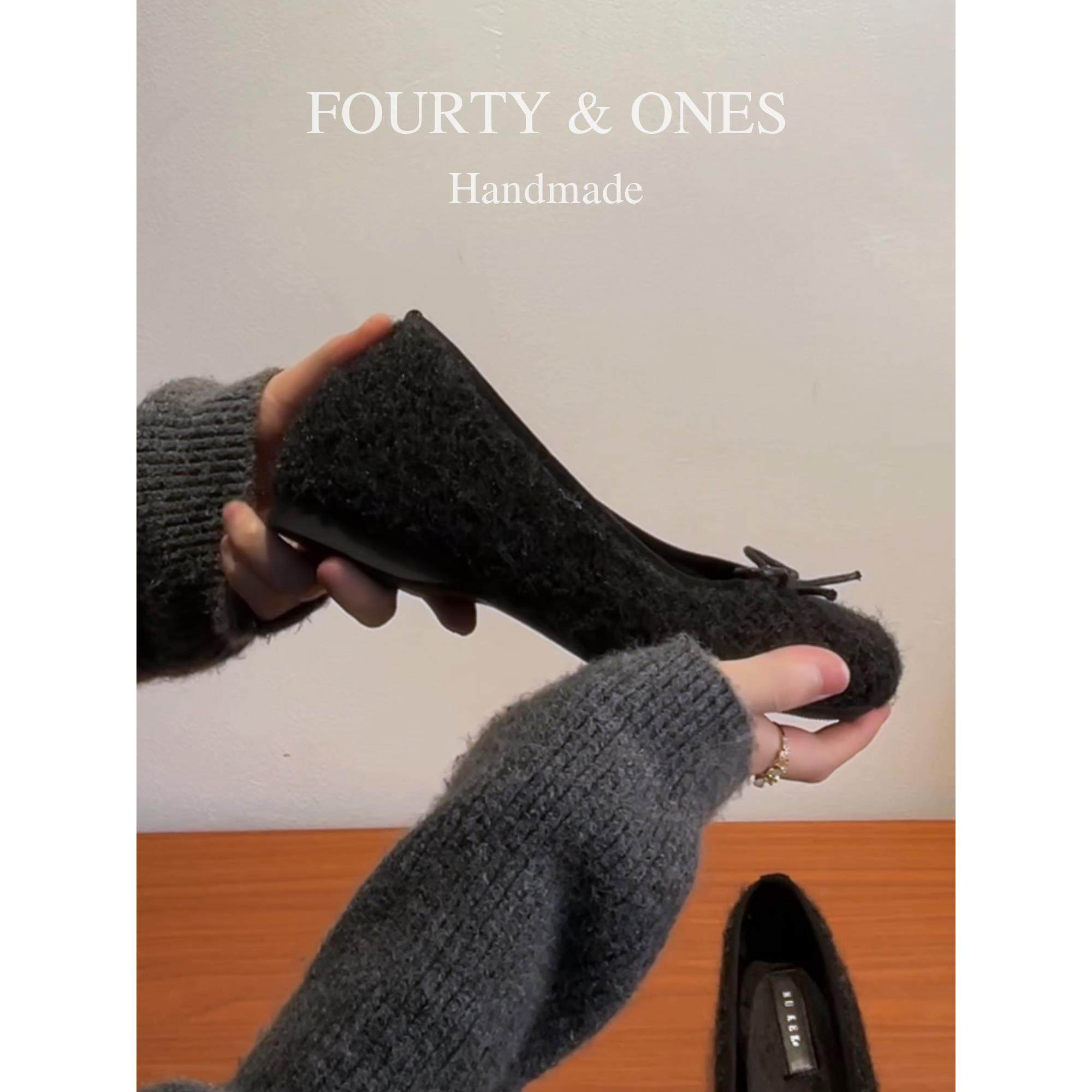 羊毛版~芭蕾风毛绒蝴蝶结玛丽珍鞋女内增高毛毛鞋配裙子浅口单鞋,淘宝优惠券,粉丝福利购,淘宝优惠卷