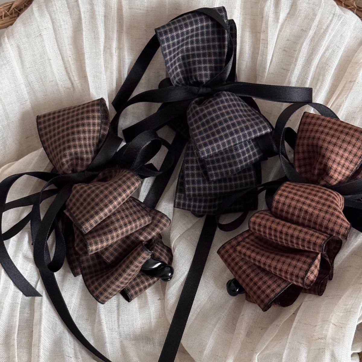 织带格纹蝴蝶结发夹高级感精致女后脑勺香蕉夹大号复古扭扭夹头饰,淘宝优惠券,粉丝福利购,淘宝优惠卷