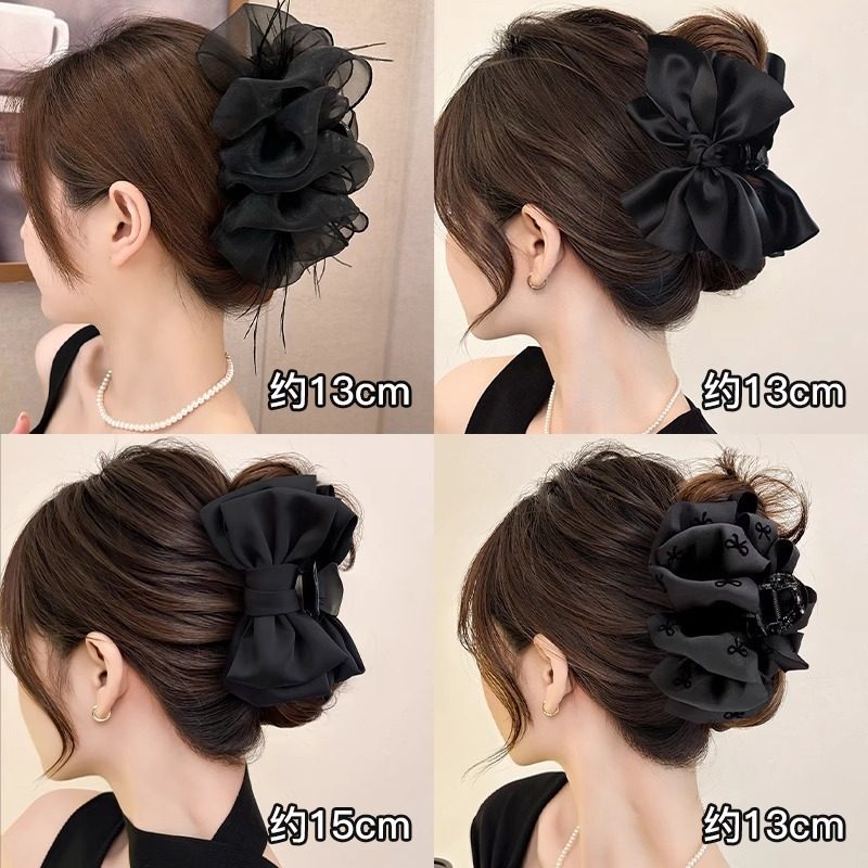 黑色蝴蝶结公主头抓夹女后脑勺盘发夹大号鲨鱼夹子高级感发卡头饰,淘宝优惠券,粉丝福利购,淘宝优惠卷