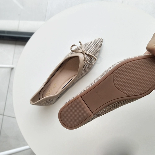 Обувь с заостренным носом, комфортные туфли с бантиком, в стиле Шанель, мягкая подошва