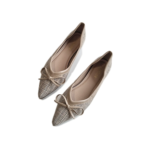 Обувь с заостренным носом, комфортные туфли с бантиком, в стиле Шанель, мягкая подошва