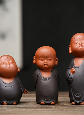 辉道紫砂摆件小和尚茶艺小佛办公