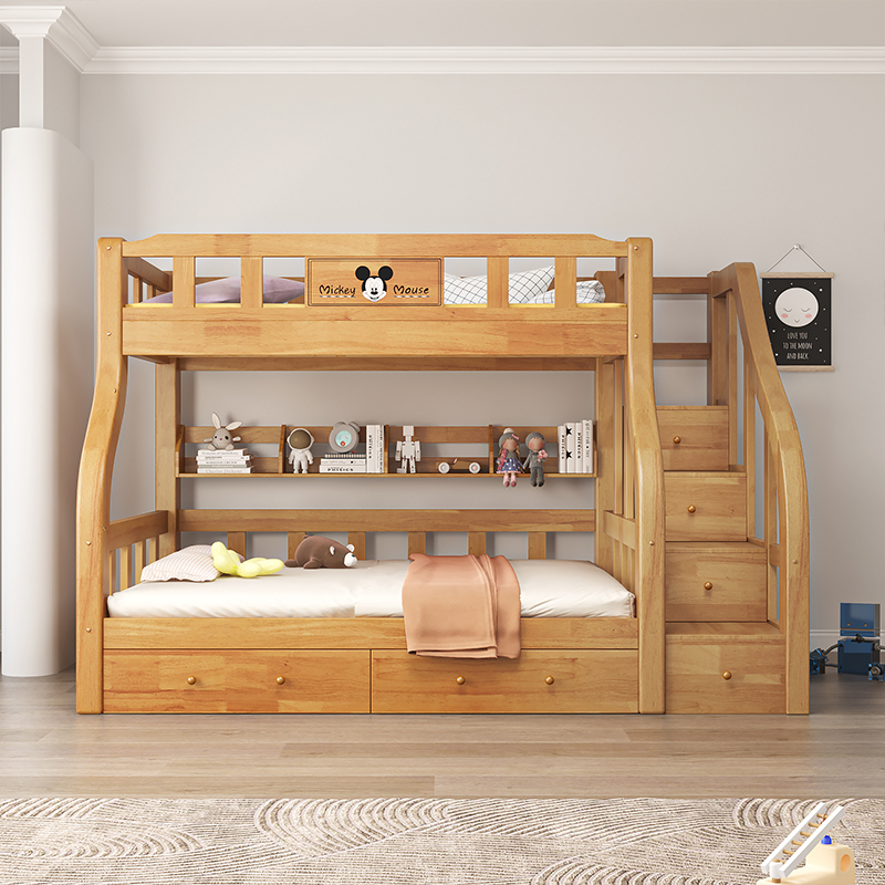 全实木儿童上下铺双层实木床两层上下床大人子母床橡胶木高低床铺-图2