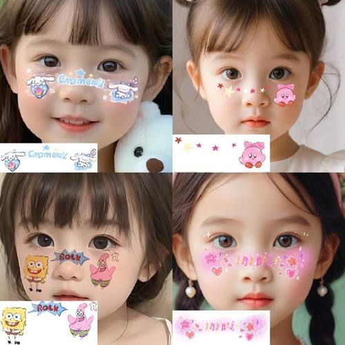 卡通库洛米脸妆纹身贴 太阳小花爱心可爱纹身贴cos运动会少女演出 - 图1