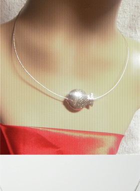 复古纯银泰银项链s925鱼短款颈链